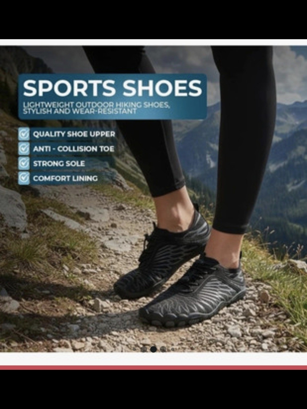 Womens Black Outdoor Sports Shoes - Lightweight Trail Sneakers